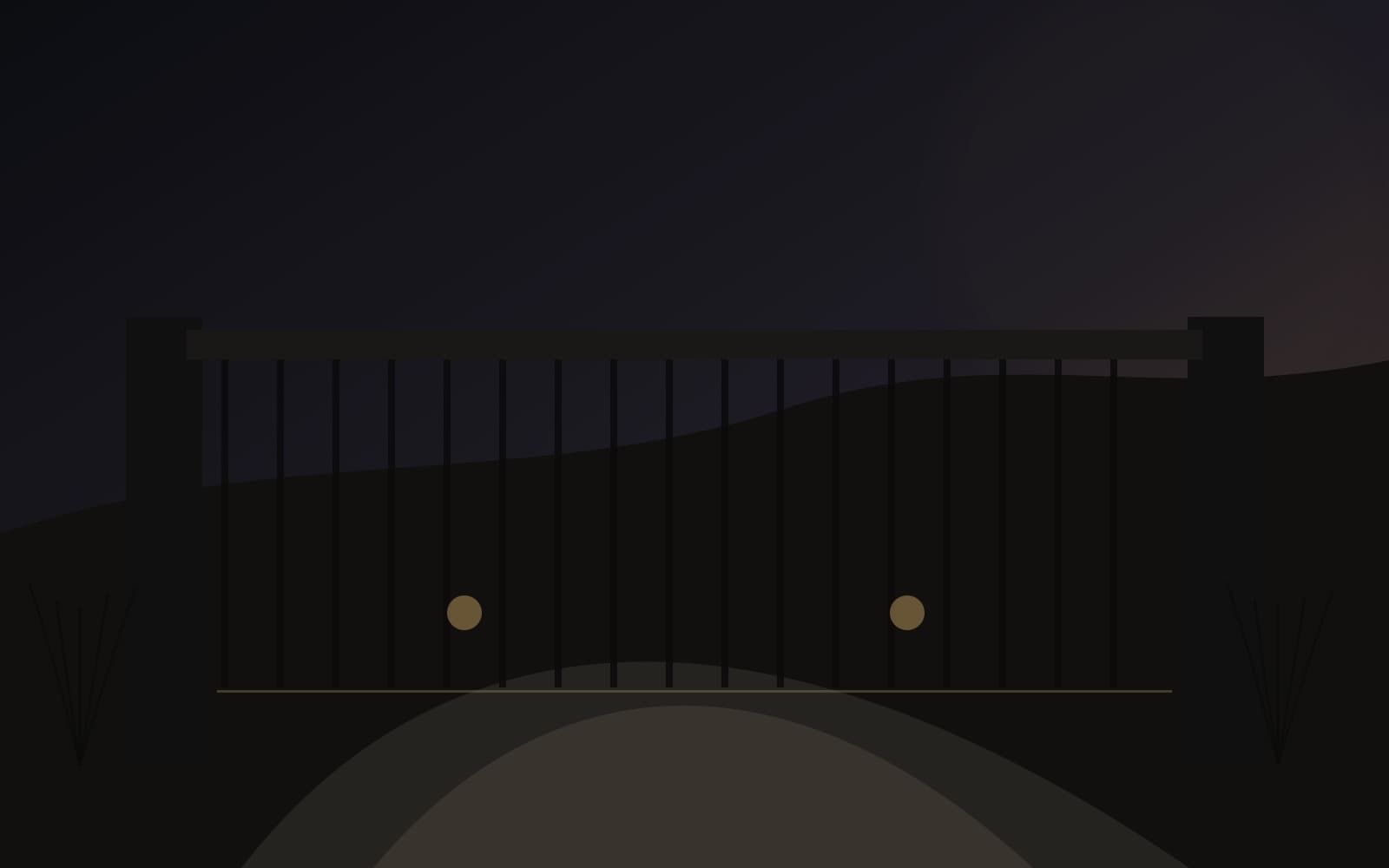 Estate gate and privacy planting at dusk in Paradise Valley